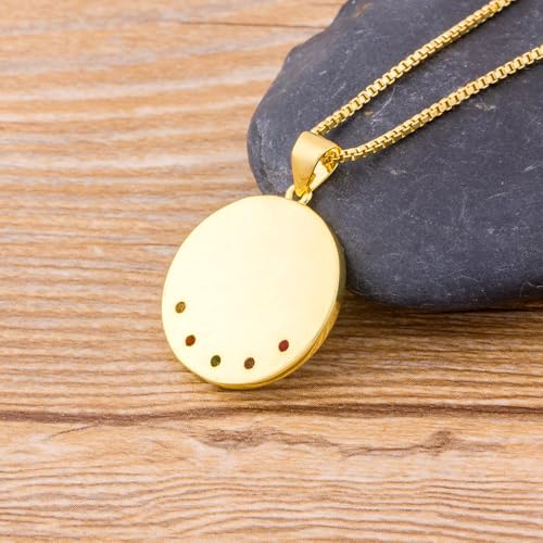 Collier pendentif rond anti-virement couleur or LAMGUL ajustable sans pierre précieuse