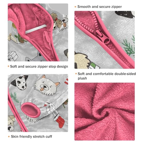 OTVEE Christmas Dogs Doodle Kids Hoodie Jacket Fall Spring Full Zip Warm Outwear Coat3