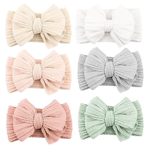 Image of Niceye Handmade Baby Headbands Soft Stretchy Nylon Hair Bands with Bows for Newborn Infant Baby Toddler Girls