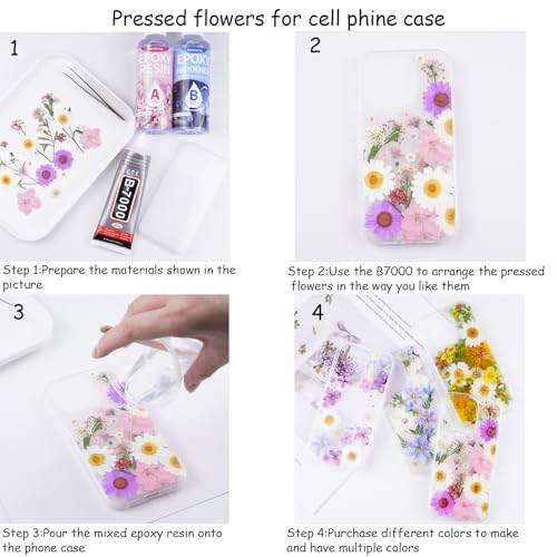 40 flores secas prensadas azules para manualidades miniatura 6