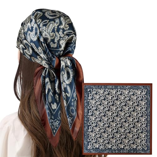 Satin Head Scarf for Women Like Silk Hair Scarf Printed Square Scarf Bandanas for Sleeping and Daily Styling 27.5"2