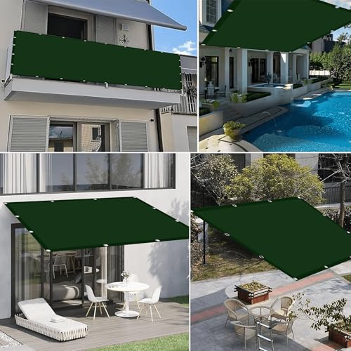 Toldo vela rectangular impermeable 0.8x2.5m verde oscuro con ojales 3