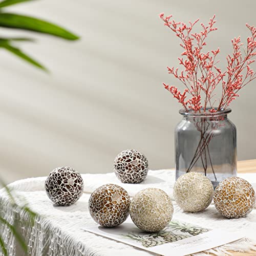 6 Pieces Mosaic Sphere Balls Decorative Mosaic Glass Balls Decorative Orbs Table Sphere For Living Room Decor Centerpiece Balls For Bowls Vases Dining Table Decor, Diameter 2.4 Inch (Classic Colors) #TOP2