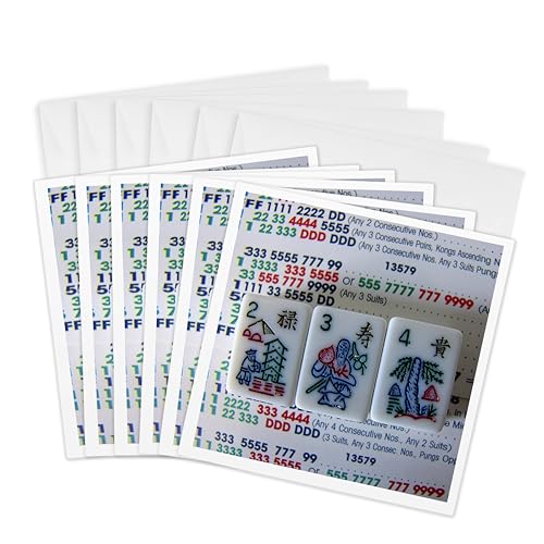 Cartes de vœux mah Jongg 3dRose lot de 6 correspondance carrée jeu de société 15 cm