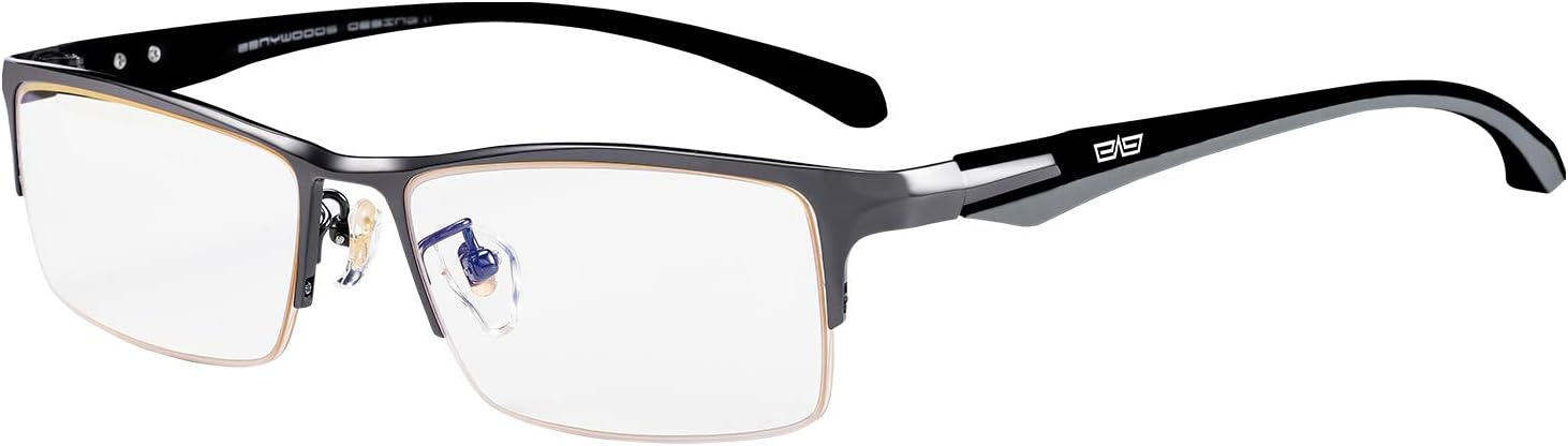 Caponi Men Titanium Eyeglasses Frame For Men Eyewear Clear Lens Flexible TR90 Temples Full Rim 9064 (9065-Gun)