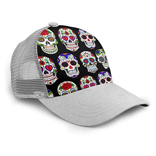 Baseball Cap Men Women - Classic Adjustable Hat - Day of The Dead Sugar Skull Flower Art