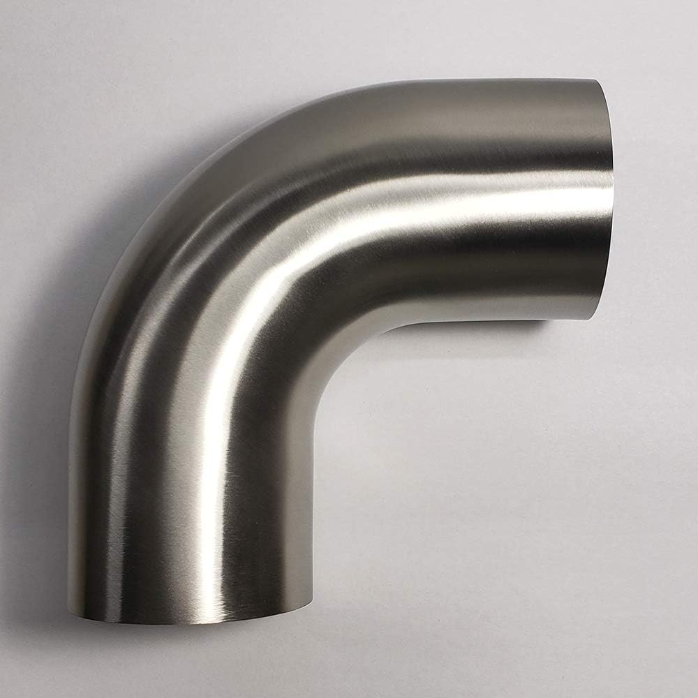 Stainless 2.5" 90° Mandrel Bend Elbow - 1D/2.5" CLR Tight Radius - 16GA/.065" Wall - 2" Leg - SS304 - Stainless Bros
