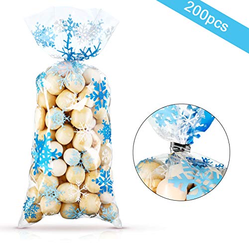 Blulu 100 Pcs Snowflake Cello Bags