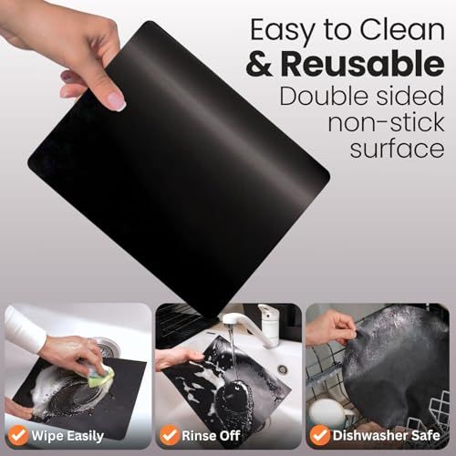 Doublures pour four grille-pain noires | Lot de 2 tapis de protection - 5