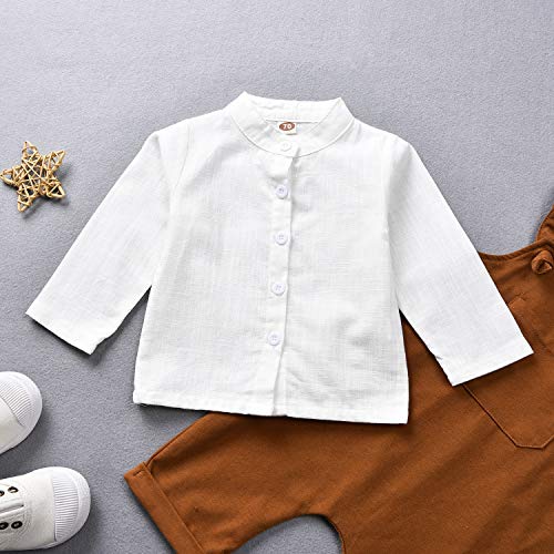 Image of Unutiylo Baby Boys Clothes for Gentleman Outfits,Toddler Overalls Baby Suspender Pants and Bodysuit Romper
