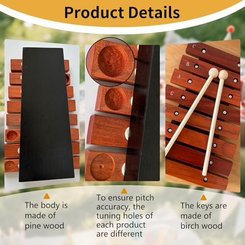 summvox 8 Notes Wooden Xylophone with 2 Wooden Mallets,Wooden Glockenspiel,Birthday Gift,Music Tools,Perfect for Beginners (Simple packaging,Environmental priority) - Thumbnail 3