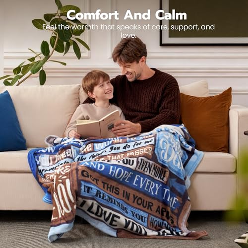 Joiedomi Fathers Day Blanket Dad Birthday Gift Soft Flannel Dad Blanket from Daughter Son for Fathers Day Anniversary Christmas 50" x 60" Blue by Joiedomi - Used condition - Image 5