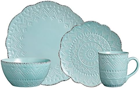 Pfaltzgraff Remembrance Dinnerware Set, 16 Piece, Green, Teal