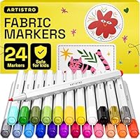 ARTISTRO 24 Fabric Markers - Fine Tip Fabric Markers Permanent for Clothes - No Bleed Pens for T-Shirts, Bags, Textile, Canvas, and more