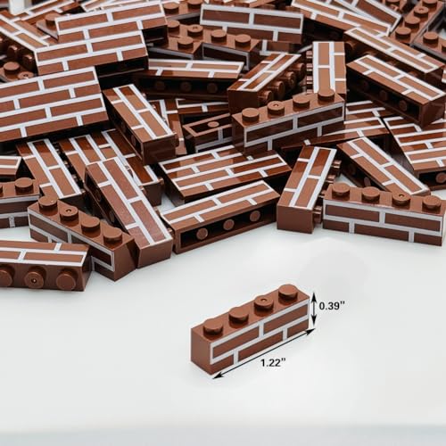 Miutrue 100Pcs Classic Wall Building Bricks,1x4 Masonry Profile Bricks Blocks Parts and Pieces Compatible with Major Brands Construction Toys for Kids 6yrs+ (100Pcs Brown)