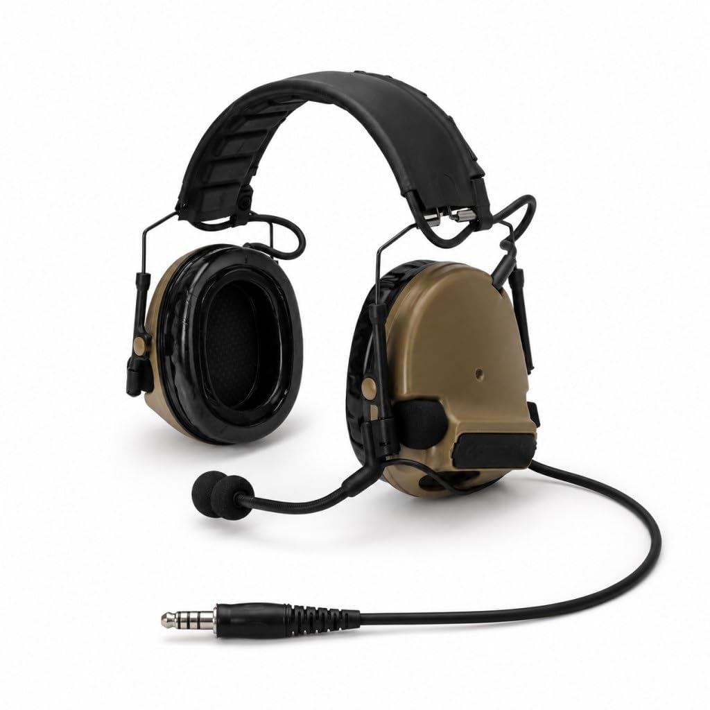 Auriculares Tácticos C3, Diadema Ajustable Color Canela, Orejeras De Silicona, Reducción Ruido Electrónica, Captación Sonido, For Deportes Al Aire Libre