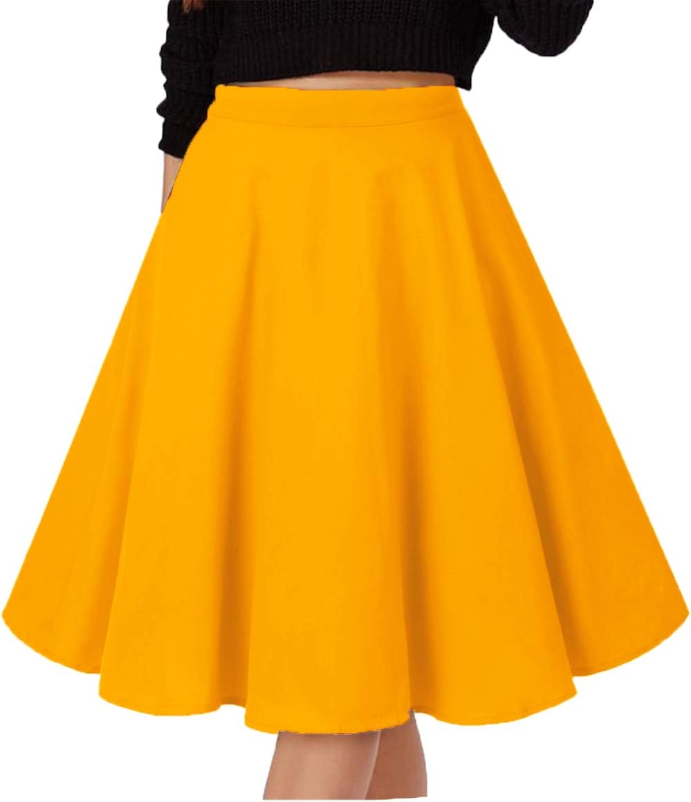 GOOBGSMusever Women's Pleated Vintage Skirts Floral Print Casual Midi Skirt