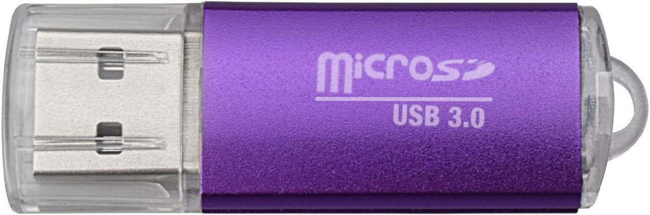 eZell Micro SD Card Reader with Rugged Metal Body USB 3.0 for Micro SD- TF T-Flash USB Adapter with Cap (2 Packs)