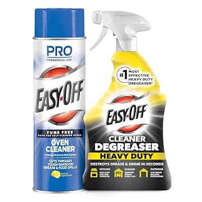 Bundle of Easy-Off Fume Free Oven Cleaner Spray, Lemon, 24oz, Removes Grease + Easy Off Heavy Duty Degreaser Cleaner Spray, 32 Ounce