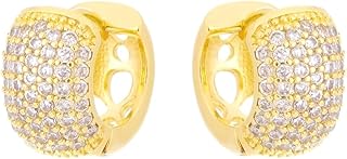 Brinco Luxo Joia Argola Cravejada Zircônias Banhado Ouro 18k