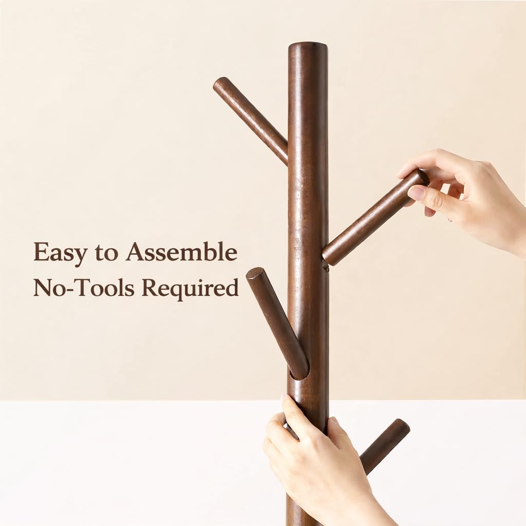 2 Pack Brown Purse Handbag Holder Stand – Durable Wood, Space-Saving Hanger, Elegant Design for Restaurant Guests, Office Use or Home Closet. Perchero