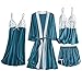 Produktbild Xuthuly 4 STÜCK Frauen Dessous Pyjamas Mode Sexy Bequeme Spitze Patchwork Leibchen + Shorts + Nachthemd + Robe Satin Pyjamas Set