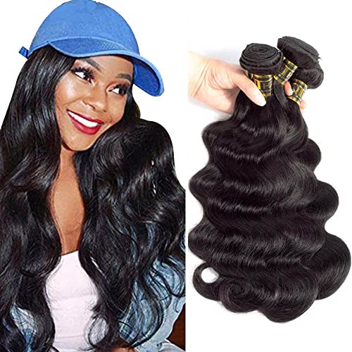 Qthair 14A Brazilian Human Hair Body Wave Bundles (16 18 20In) Unprocessed Virgin Human Hair Extensions Wet And Way Hair Body Wavy 100% Human Hair Can Be Dyed Natural Color #TOP23