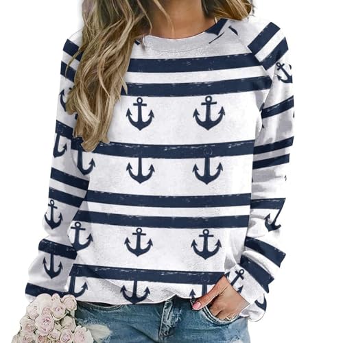 TZTTZT Blue White Anchor Sweatshirt