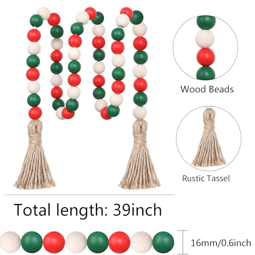 Cuentas decorativas de madera Meplait de estilo boho granja con borlas 7