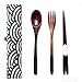Juego Cubiertos Reutilizables Madera, 3 Piezas Juego Cubiertos Madera Japoneses, Tenedor Cuchara Madera Natural, Palillos de Madera con Cuchara y Tenedor, para Cocina Viaje familiar Picnic Camping