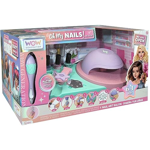 WOW Generation Estudio Diseña Tus Uñas 'OH MY NAILS' - Kit Completo con Lápiz de Purpurina, Estación de Secado, Esmaltes, Ideal para Regalar