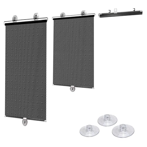 Persianas Opacas Portátil con Ventosas, 45 50 68 72 80cm Estores Temporales Portátiles para Puertas Sin Taladrar, Cortina Opaca de PVC para Oficina Coche Ventana de Techo(Black Polka Dot,45x60cm)