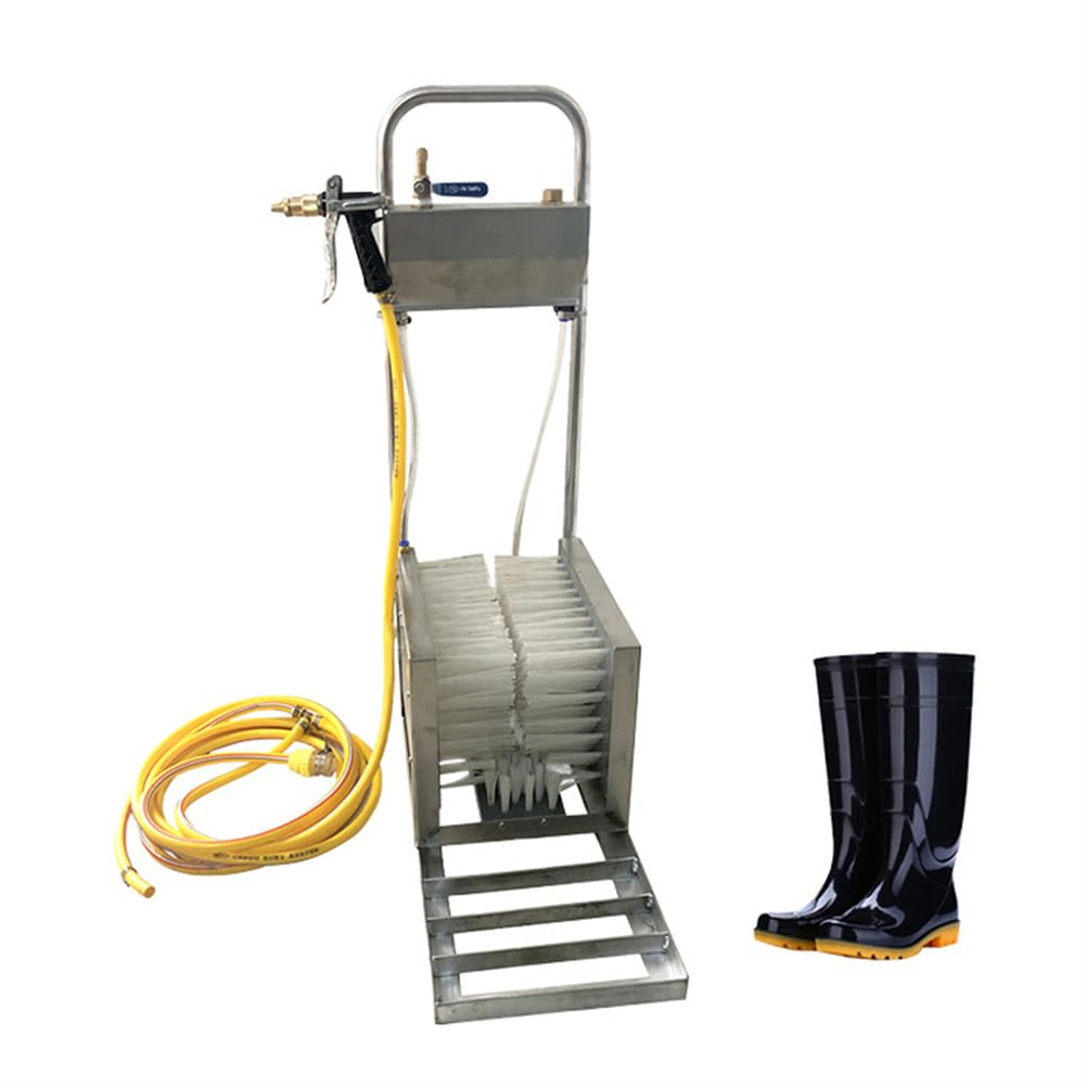 Spazzola per scarpe per stivali da fattoria, spazzola per scarpe da esterno con pistola a spruzzo d'acqua, raschietto in acciaio inox per fango e sporco, per fattorie, ranch, edilizia