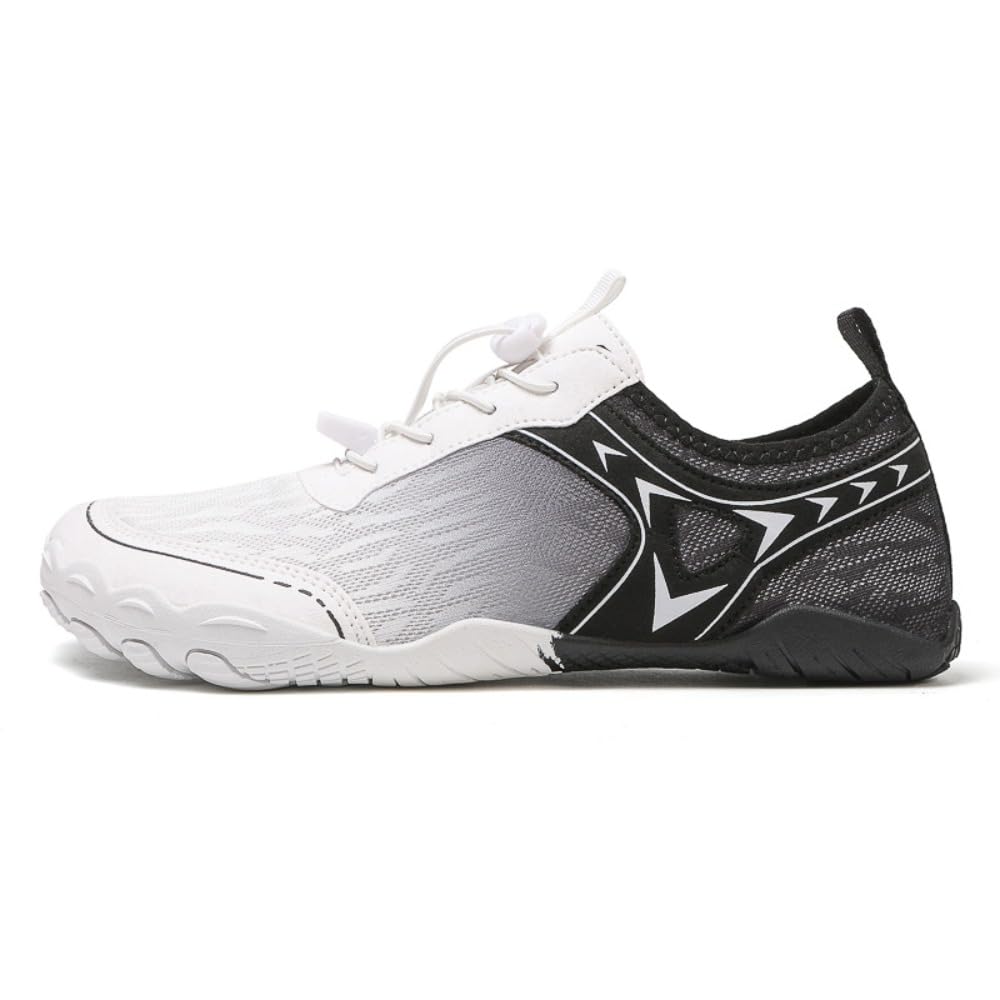 Barefoot Shoes for Women Orange Water Shoes Wide Toe Box Non-Slip Breathable Comfortable Lightweight Quick Dry Zero Drop Sole Minimalist Hiking Walking Outdoor Footwear (Black and White,4)