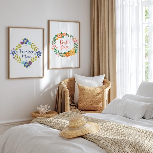 Image of Louise Maelys Funny Flower Wreath Embroidery Kit for Beginners and Adults | DIY Needlepoint Kit with Pre-Printed Fabric, Hoop, Threads, Needles and Guide. Cross Stitch Kits for Floral Crafts