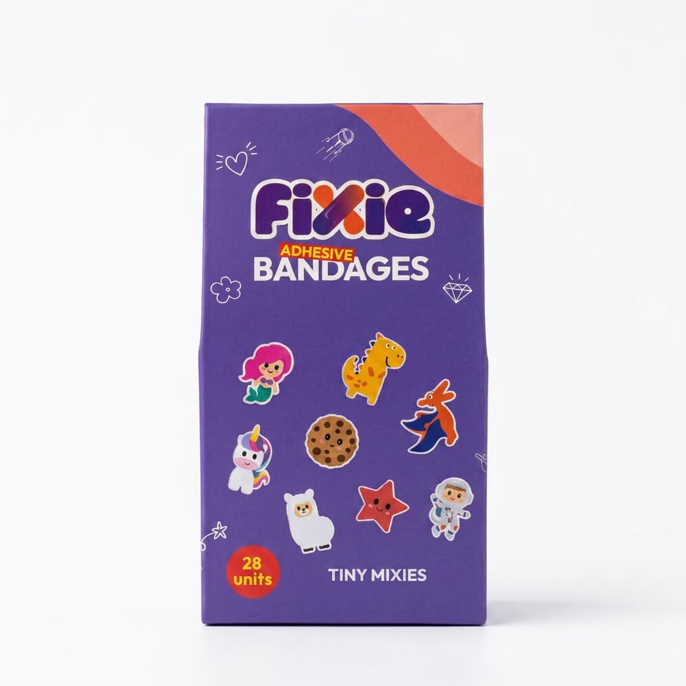 Fixie Tiny Mixies Adhesive Bandages for Kids | Cute Cartoon Bandages for Minor Cuts & Scratches | Non-Toxic, Hypoallergenic & Dermatologist Approved | Washproof Adhesive Bandaid | Pack of 28-image-33