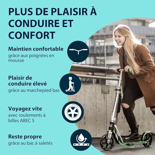 HUDORA Scooter for Ages 6-12 Kids, 8 Years and Up, Teens 12 Years and Up, Lightweight Durable All-Aluminum Frame Adult Scooter with Big Wheels - Thumbnail 4