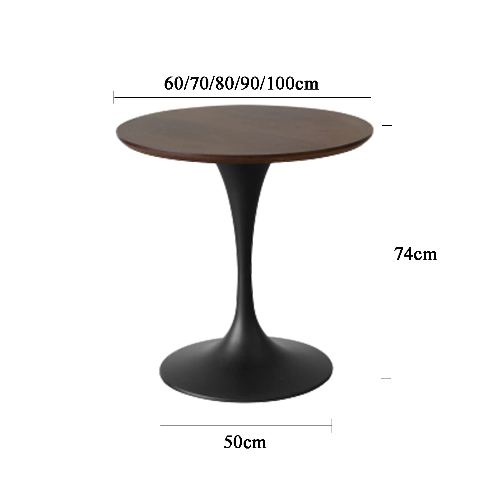 Runder Esstisch 107 Cm Durchmesser – Tulpenfuß Aus Metall, Holzoptik-Platte, Für 4–6 Personen, Vormontiert