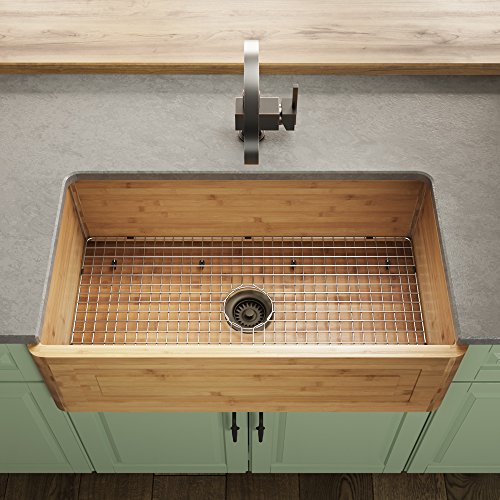 MR Direct 895-CFL Bamboo Apron-Front 33 in. Single Bowl Kitchen Sink