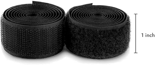 Miniatura 2 de Cinta de velcro de 1 pulgada de ancho para coser, color negro, no adhesiva, tela de nailon negro, juego de cierres para bolsos, ropa, zapatos,