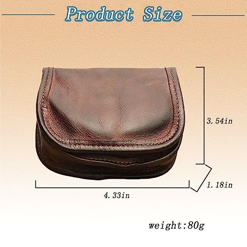 Leather Bi-Fold Coin Purse for Men - Push Button Closure, Cowhide Leather (Coffee color)2