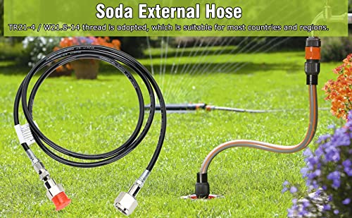 Soda Stream Adapter, Co2 Tank Cylinder Direct Connector Durable 78 Inch High Pressure Hose Kit Refill Connector Accessories for Connection Water Machine Drink Metal Maker Storage Filling Gas Tanks
