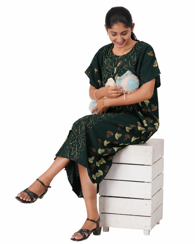 Image of MENMAII Women's [Free Size] Full Open /Front Buttoned [a Kind of Adaptive Clothing] Multipurpose Nighty for Maternity /Pregnancy /Elderly /Patient /Feeding /Hospital Purpose Nighty