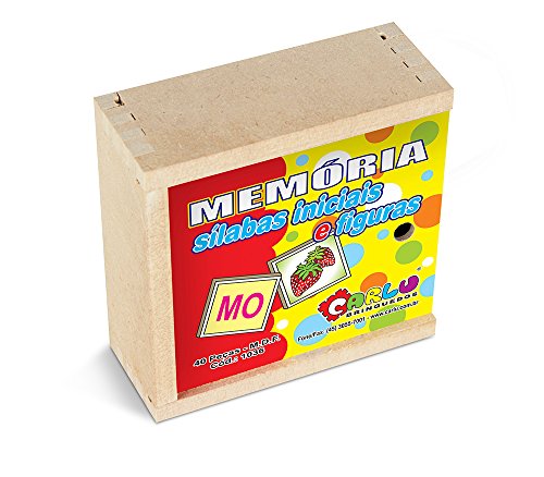 Carlu Brinquedos - Silabas Iniciais e Figuras Jogo da Memória 40 Peças, 3+ Anos, Multicor, 1036