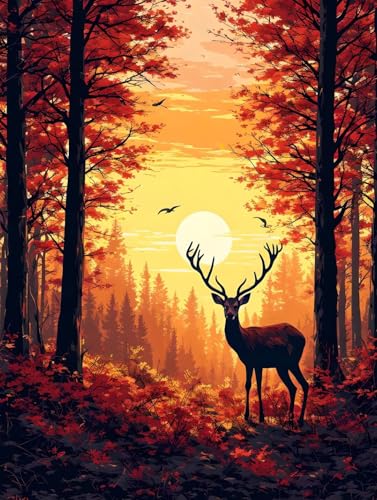 Diamond painting cerf de la forêt pour un salon chaleureux et cosy