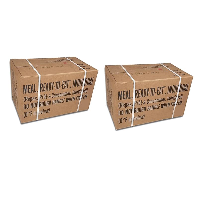MRE (Ready-to-Eat) Meal Kit A and B Bundle Cases - Genuine U.S. Military Surplus Supply Box with Heater - Nutritional Emergency Food Bulk - Survival Food Rations Pack - Inspection Date 2025 or Better