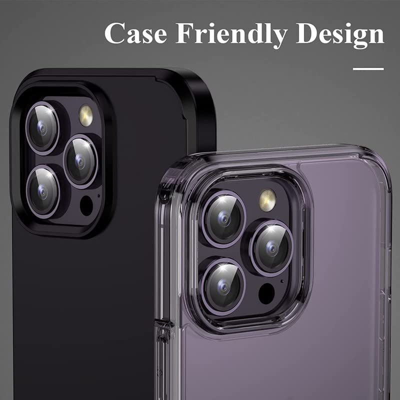 Image of [Upgraded Camera Lens Protector For iPhone 14 Pro Max /For iPhone 14 Pro, [Keep Original Camera] Metal Individual Tempered Glass Camera Screen Protector Lens Cover Accessories, 1 Set (Black)