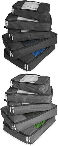 TravelWise TravelWise - Paquete de 5 cubos organizadores de equipaje, color negro, 2 pequeños, 2 medianos, 1 grandeTravelWise - Paquete de 5 cubos