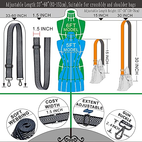 Image of Kolti Purse Strap Replacement Crossbody Handbag Stripe Wide Adjustable