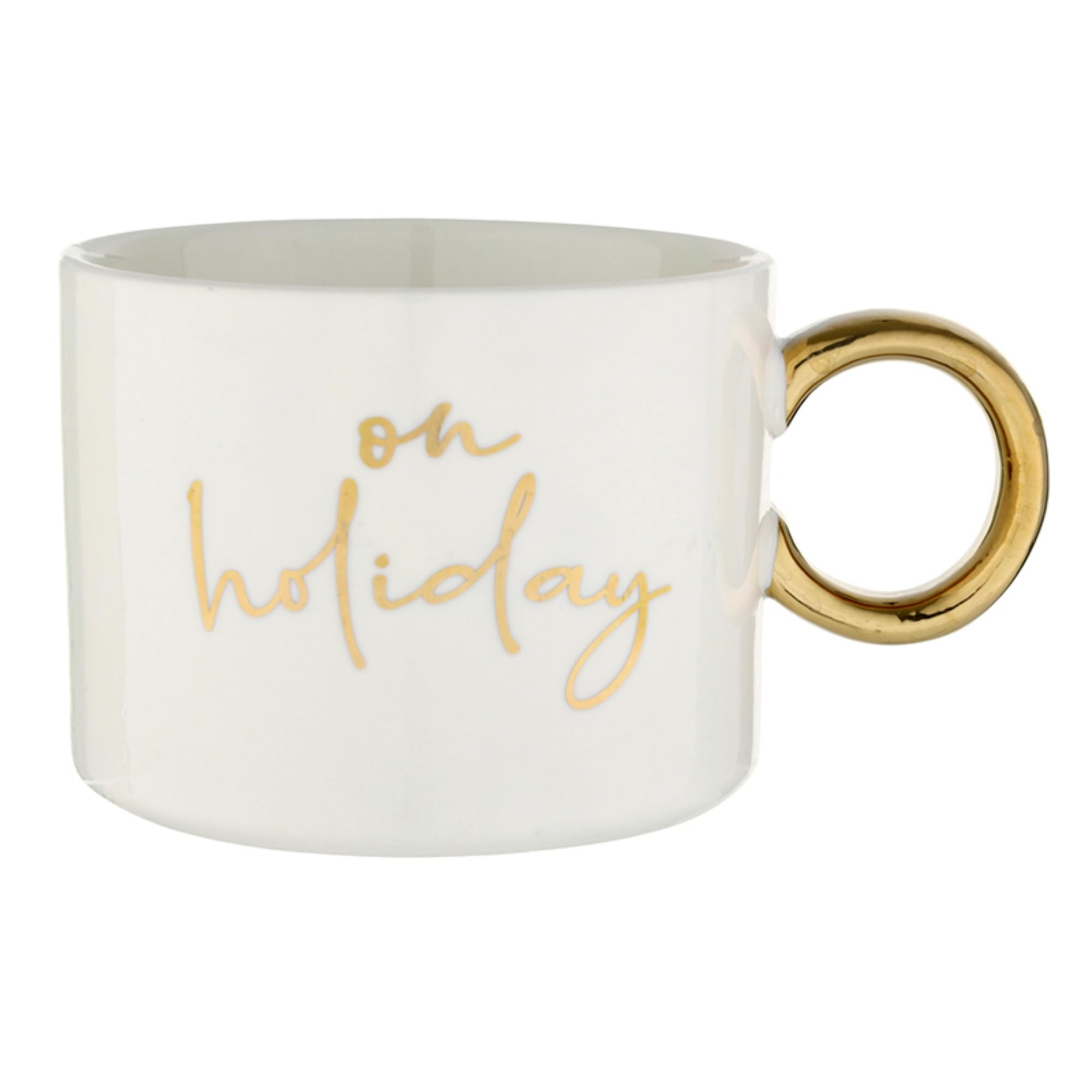 Santa Barbara Design Studio Coffee Mugs - Handcrafted Ceramic Mug with Gold Ring Handle, 16-Ounce, On Holiday